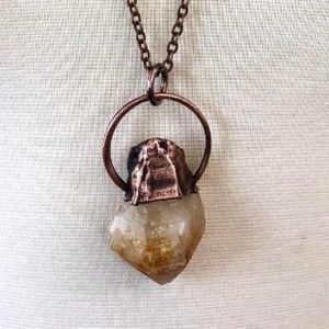 Raw Citrine And Copper Necklace